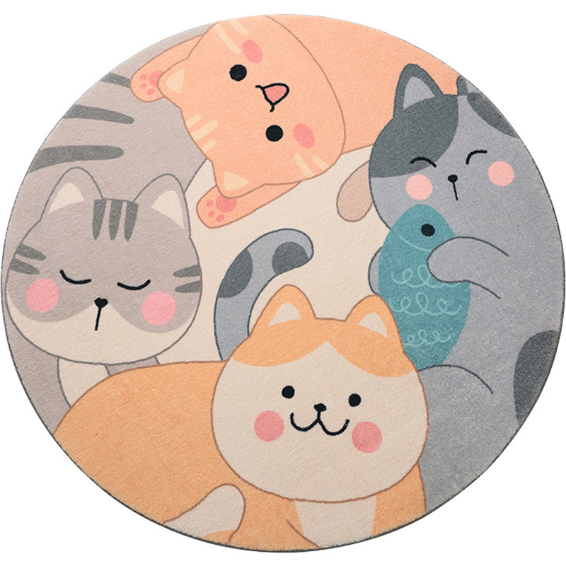 Sikunuo | Beautiful Cartoon Printed Carpet Multi-Colored Lambswool Area Rug Washable Non-Slip Area Rug for Children's Room