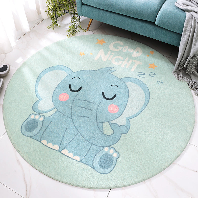 Sikunuo | Beautiful Cartoon Printed Carpet Multi-Colored Lambswool Area Rug Washable Non-Slip Area Rug for Children's Room