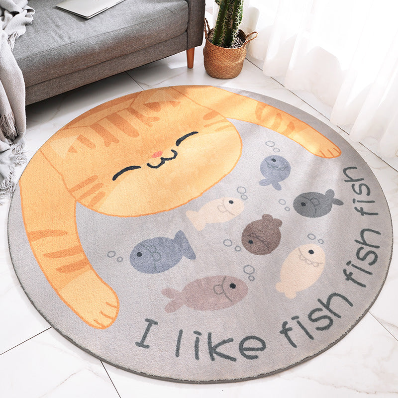 Sikunuo | Beautiful Cartoon Printed Carpet Multi-Colored Lambswool Area Rug Washable Non-Slip Area Rug for Children's Room