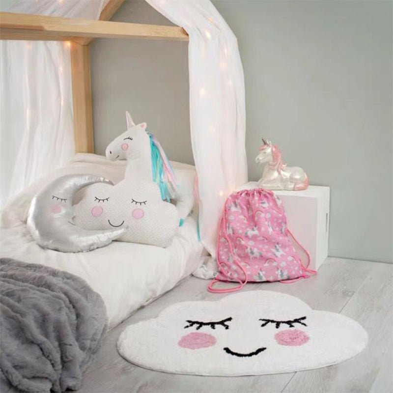 Sikunuo | Creative Kids Room Carpet Multicolored Cartoon Printed Carpet Cotton Blend Pet Friendly Machine Washable Carpet