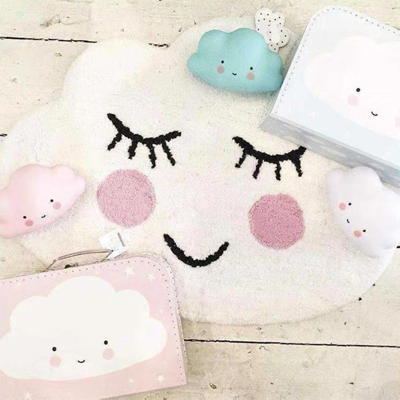 Sikunuo | Creative Kids Room Carpet Multicolored Cartoon Printed Carpet Cotton Blend Pet Friendly Machine Washable Carpet