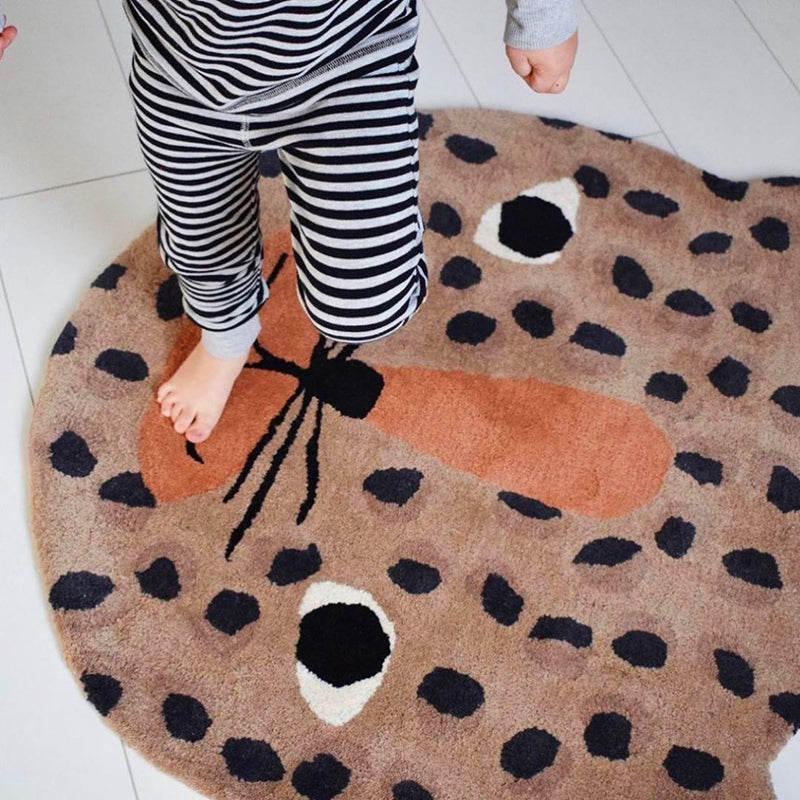 Sikunuo | Irregular Shape Animal Pattern Carpet Multicolored Relaxing Carpet Cotton Blend Non-Slip Washable Carpet for the Nursery
