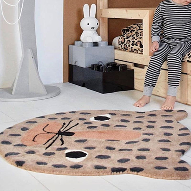 Sikunuo | Irregular Shape Animal Pattern Carpet Multicolored Relaxing Carpet Cotton Blend Non-Slip Washable Carpet for the Nursery