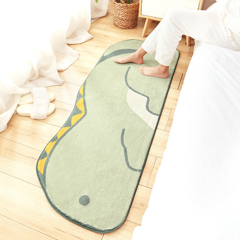 Sikunuo | New Cartoon Animal Rug Multicolored Soothing Rug Synthetic Stain Resistant Non-Slip Rug for Children's Room