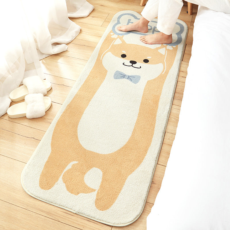 Sikunuo | New Cartoon Animal Rug Multicolored Soothing Rug Synthetic Stain Resistant Non-Slip Rug for Children's Room