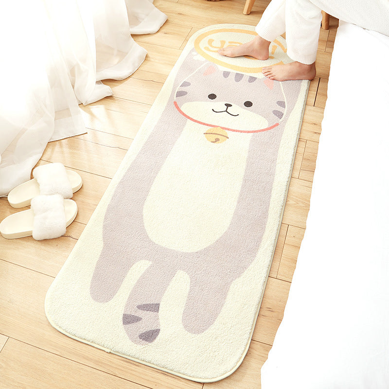 Sikunuo | New Cartoon Animal Rug Multicolored Soothing Rug Synthetic Stain Resistant Non-Slip Rug for Children's Room