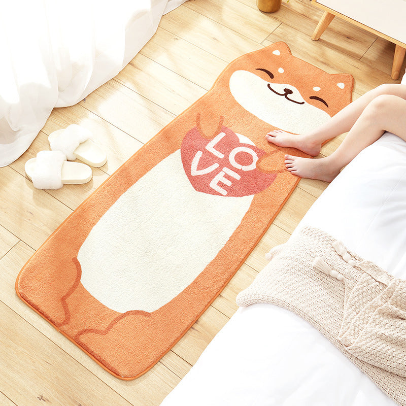 Sikunuo | New Cartoon Animal Rug Multicolored Soothing Rug Synthetic Stain Resistant Non-Slip Rug for Children's Room