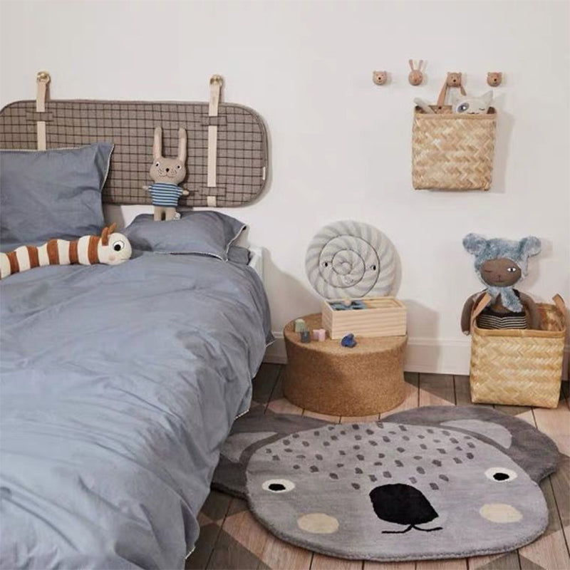 Sikunuo | Multicolored animal print rug made of cotton blend, adorable rug for the area, pet-friendly, easy-care rug for the bedroom