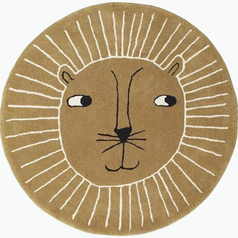 Sikunuo | Multicolored animal print rug made of cotton blend, adorable rug for the area, pet-friendly, easy-care rug for the bedroom