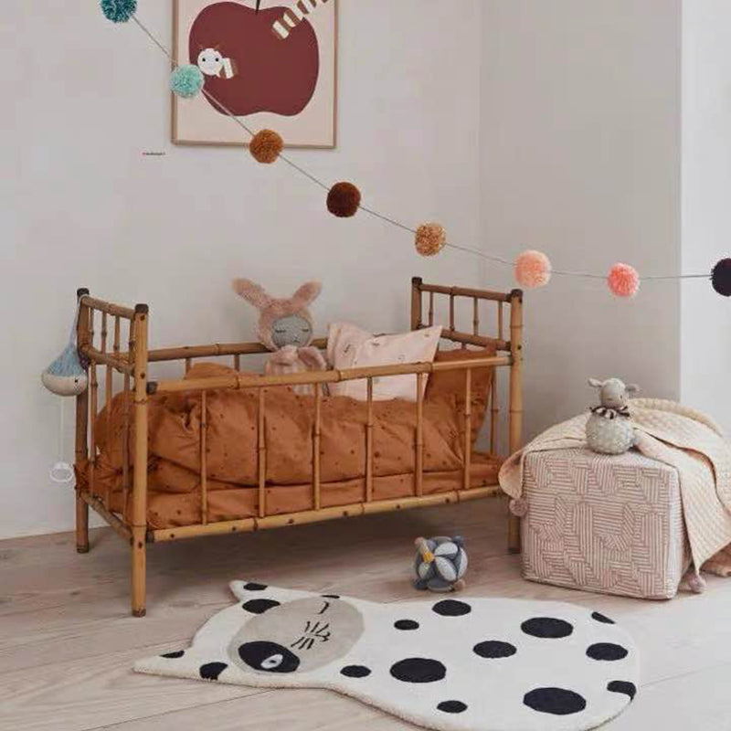 Sikunuo | Multicolored animal print rug made of cotton blend, adorable rug for the area, pet-friendly, easy-care rug for the bedroom