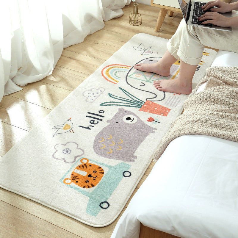 Sikunuo | Casual Living Room Rug Multicolored Cartoon Plant Pattern Rug Synthetic Pet-Friendly Non-Slip Rug