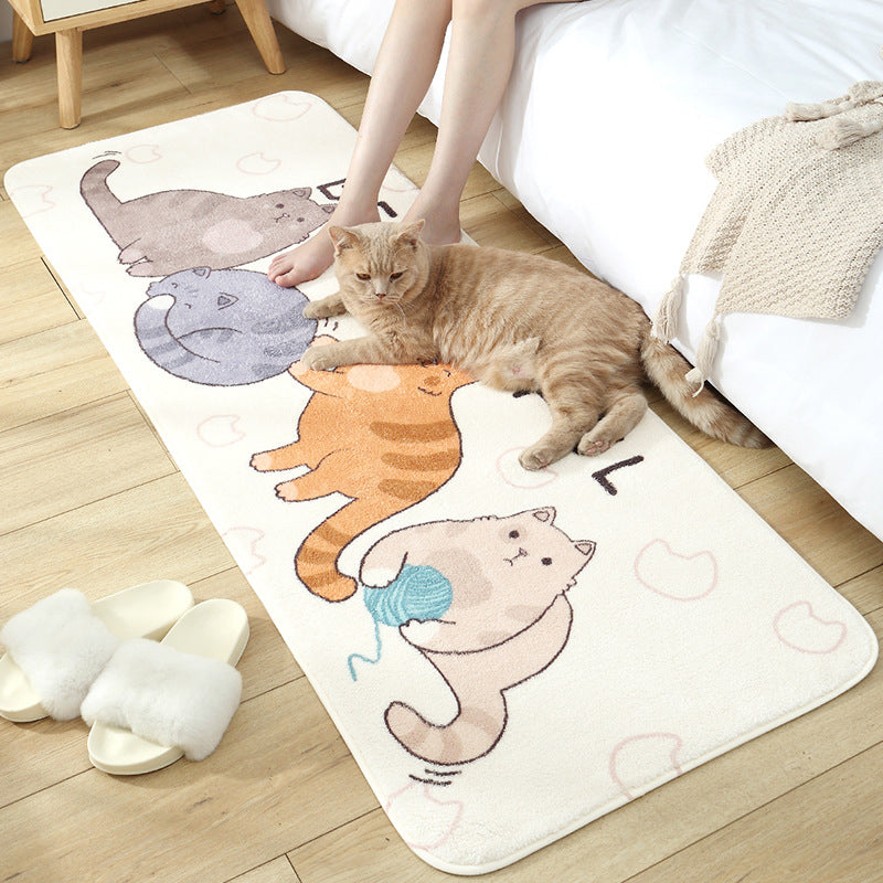 Sikunuo | Casual Living Room Rug Multicolored Cartoon Plant Pattern Rug Synthetic Pet-Friendly Non-Slip Rug