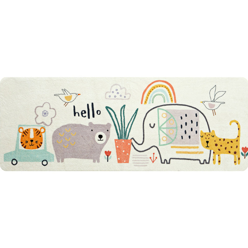 Sikunuo | Casual Living Room Rug Multicolored Cartoon Plant Pattern Rug Synthetic Pet-Friendly Non-Slip Rug