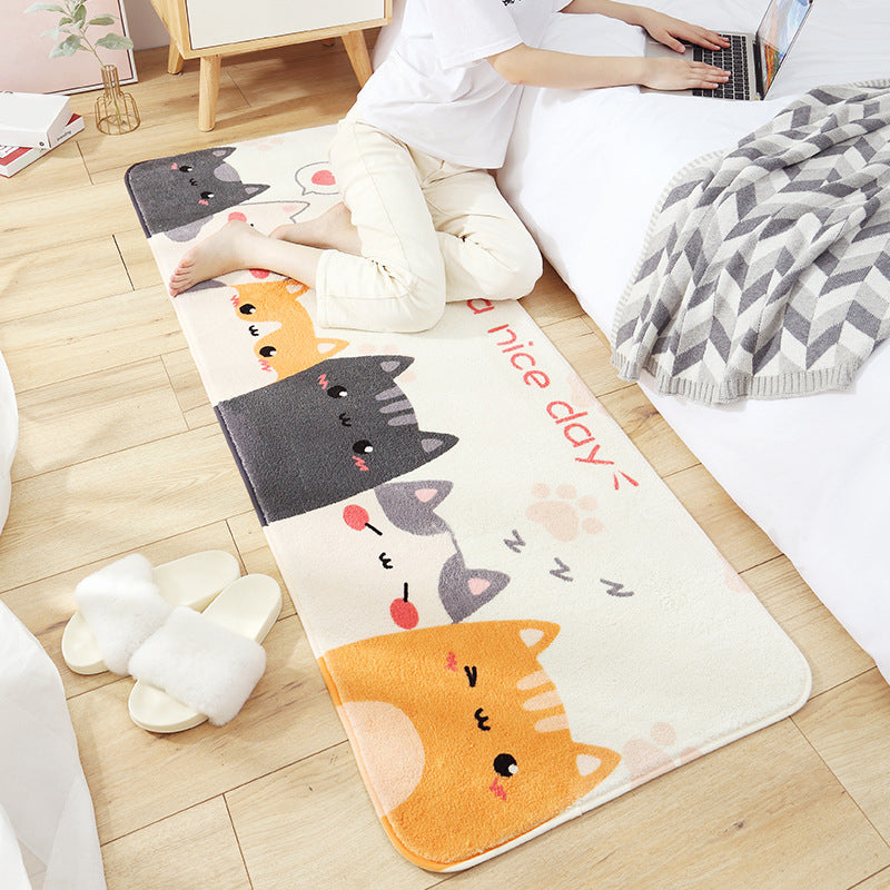 Sikunuo | Casual Living Room Rug Multicolored Cartoon Plant Pattern Rug Synthetic Pet-Friendly Non-Slip Rug