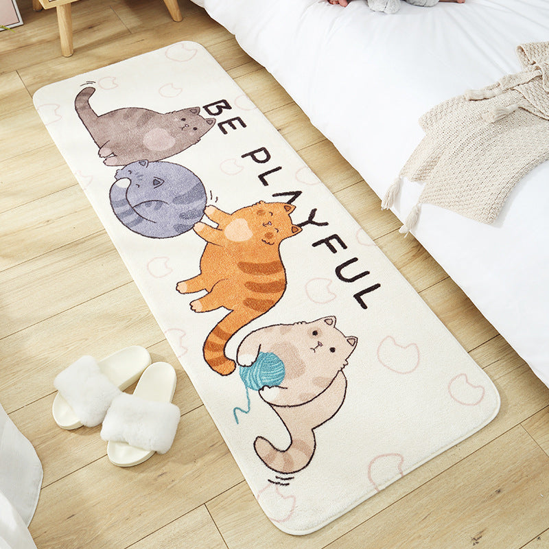 Sikunuo | Casual Living Room Rug Multicolored Cartoon Plant Pattern Rug Synthetic Pet-Friendly Non-Slip Rug