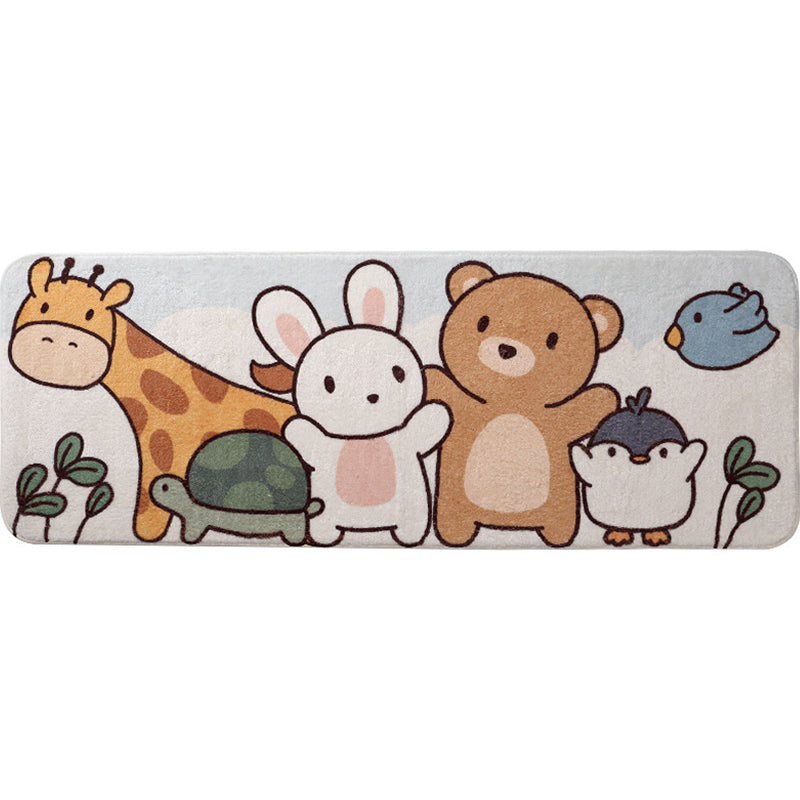 Sikunuo | Comfort Children's Room Carpet Multicolored Cartoon Animal Area Rug Synthetic Easy Care Pet-Friendly Rug