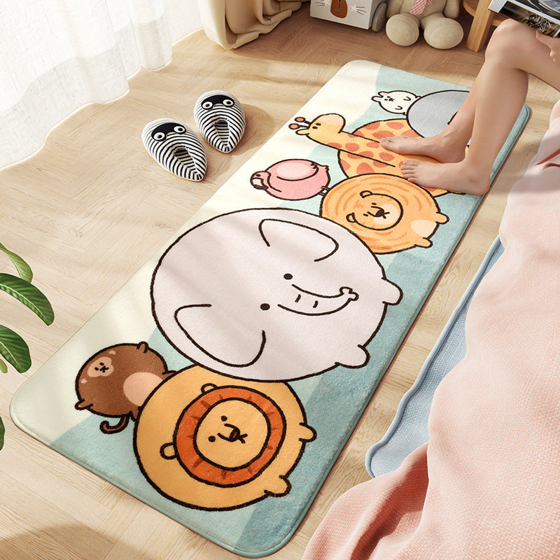 Sikunuo | Comfort Children's Room Carpet Multicolored Cartoon Animal Area Rug Synthetic Easy Care Pet-Friendly Rug