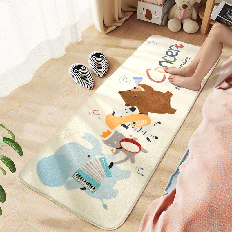 Sikunuo | Comfort Children's Room Carpet Multicolored Cartoon Animal Area Rug Synthetic Easy Care Pet-Friendly Rug