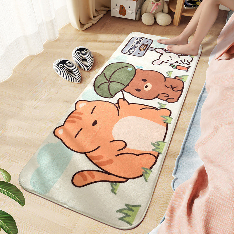 Sikunuo | Comfort Children's Room Carpet Multicolored Cartoon Animal Area Rug Synthetic Easy Care Pet-Friendly Rug