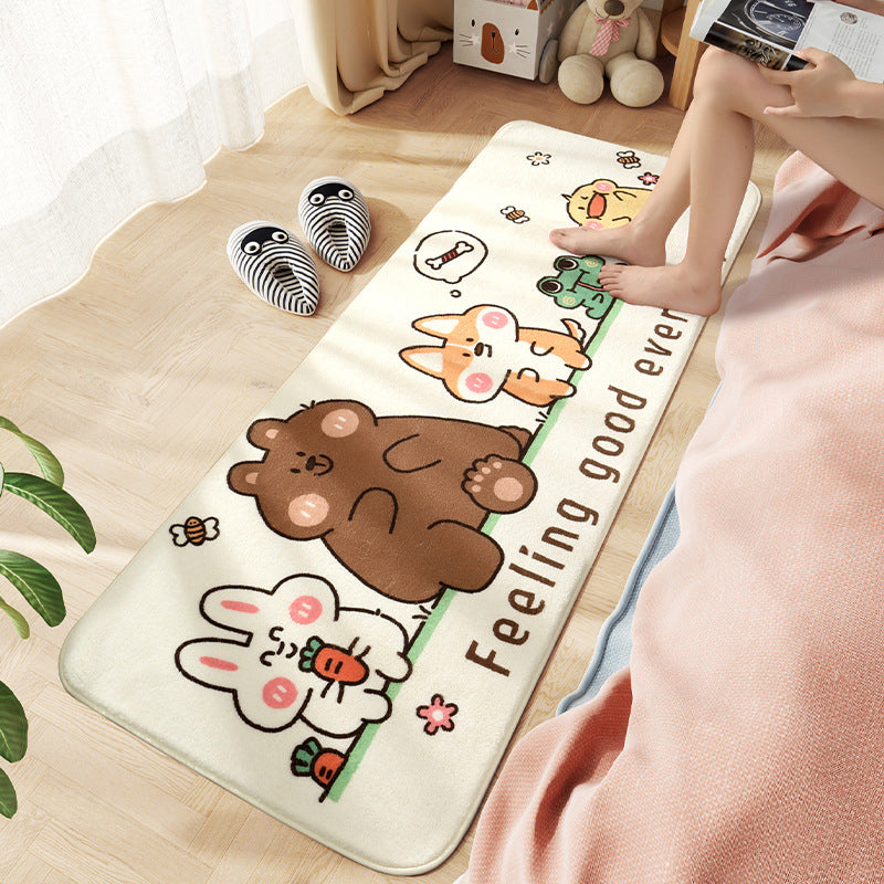 Sikunuo | Comfort Children's Room Carpet Multicolored Cartoon Animal Area Rug Synthetic Easy Care Pet-Friendly Rug