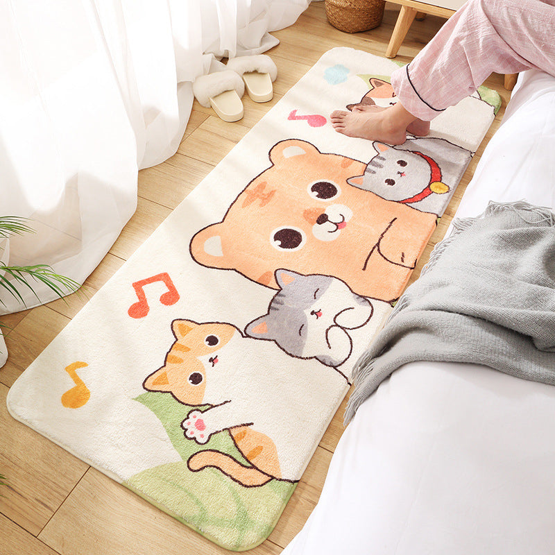 Sikunuo | Relaxing Children's Room Carpet Colorful Cartoon Animal Printed Carpet Polypropylene Non-Slip Pet-Friendly Carpet