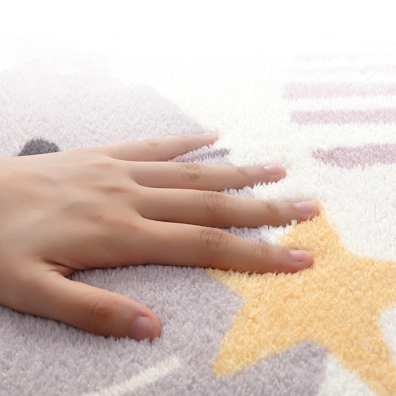 Sikunuo | Relaxing Children's Room Carpet Colorful Cartoon Animal Printed Carpet Polypropylene Non-Slip Pet-Friendly Carpet