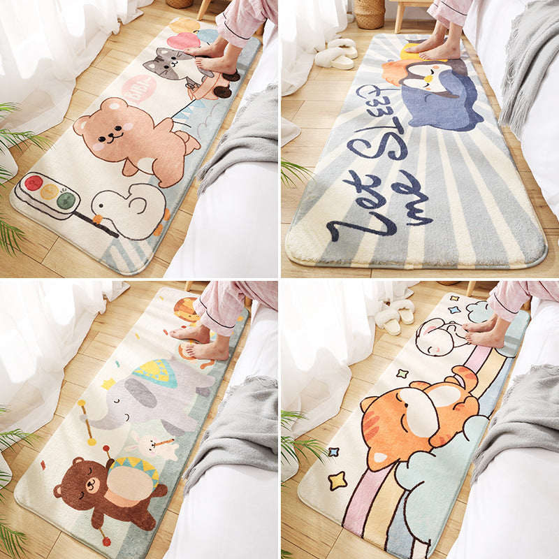 Sikunuo | Relaxing Children's Room Carpet Colorful Cartoon Animal Printed Carpet Polypropylene Non-Slip Pet-Friendly Carpet