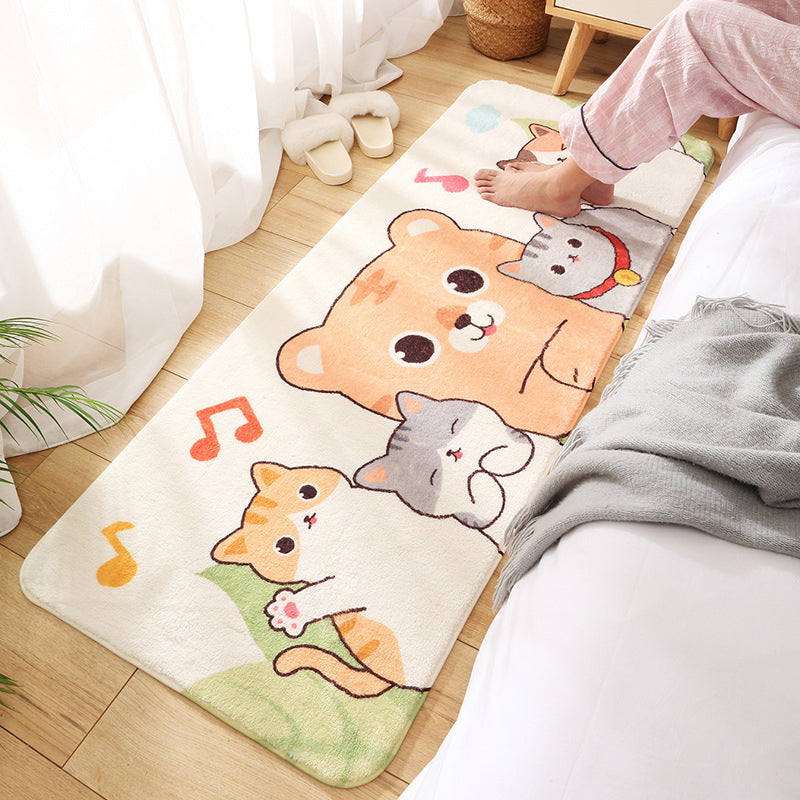 Sikunuo | Relaxing Children's Room Carpet Colorful Cartoon Animal Printed Carpet Polypropylene Non-Slip Pet-Friendly Carpet