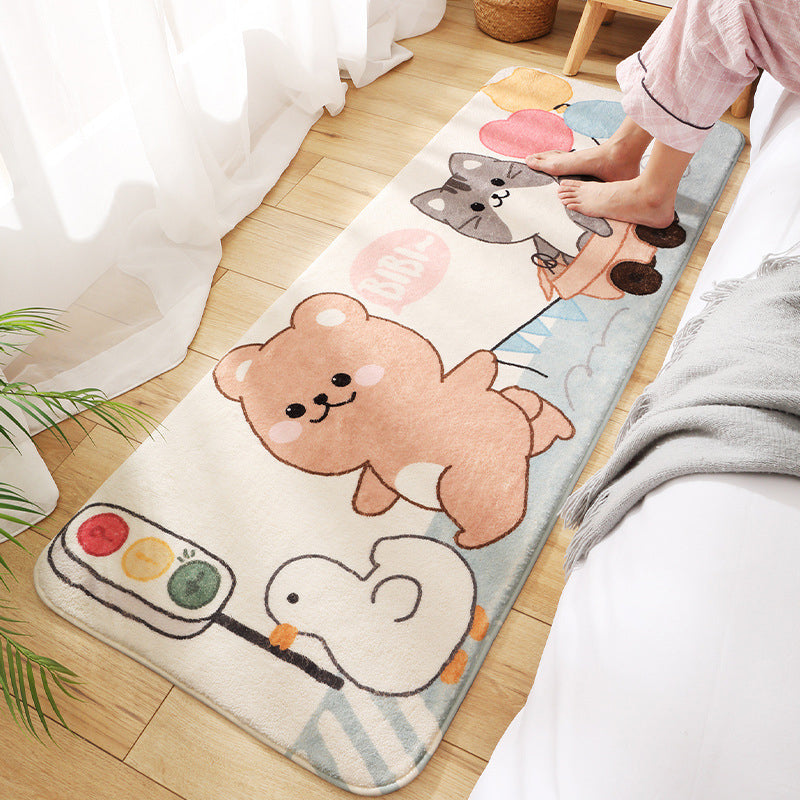 Sikunuo | Relaxing Children's Room Carpet Colorful Cartoon Animal Printed Carpet Polypropylene Non-Slip Pet-Friendly Carpet