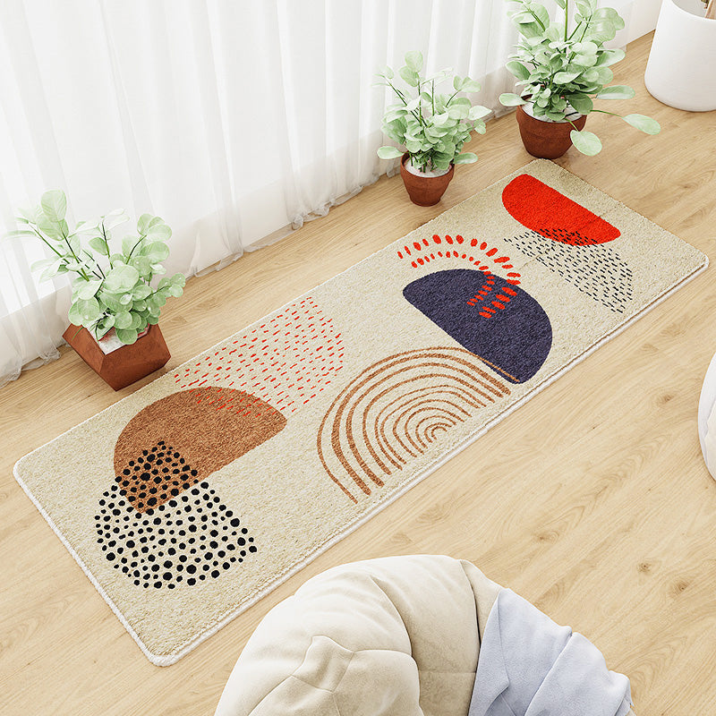 Sikunuo | Casual abstract patterned rug Multicolored cotton blend rug pet-friendly washable indoor rug for bedroom