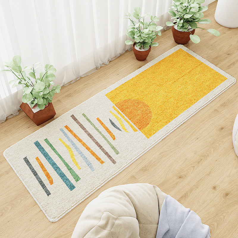 Sikunuo | Casual abstract patterned rug Multicolored cotton blend rug pet-friendly washable indoor rug for bedroom