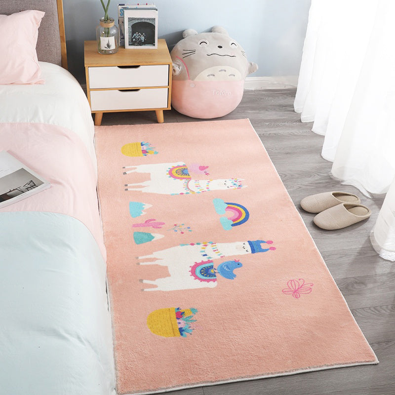 Sikunuo | Beautiful Relaxation Carpet Multicolored Cartoon Animal Print Carpet Pet Friendly Easy Care Area Rug for the Children's Room