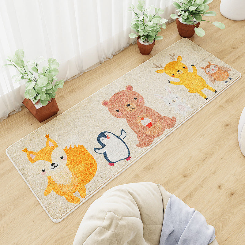 Sikunuo | Beautiful Relaxation Carpet Multicolored Cartoon Animal Print Carpet Pet Friendly Easy Care Area Rug for the Children's Room