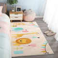 Sikunuo | Natural Cartoon Animal Rug Multicolored Cotton Blend Rug Pet Friendly Washable Indoor Carpet for Children's Room