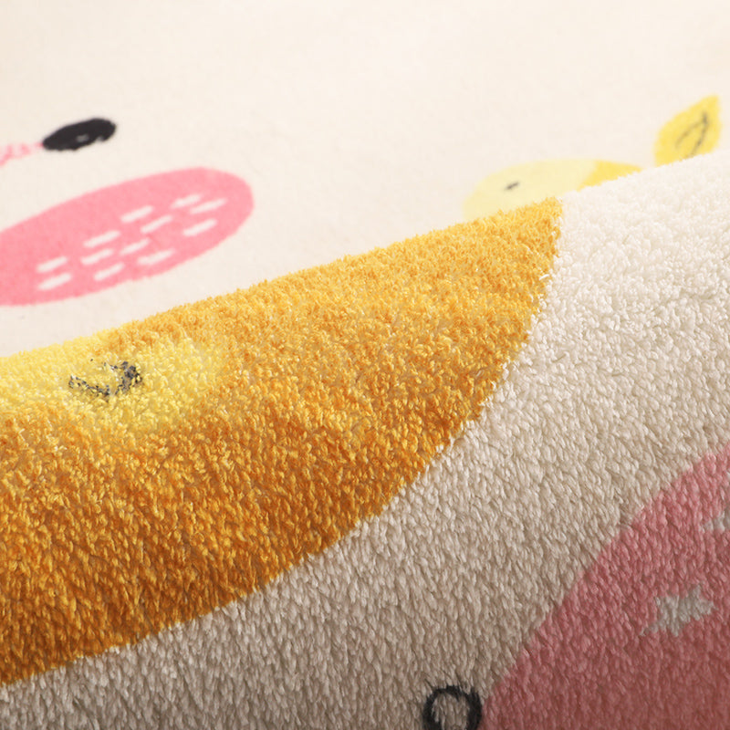 Sikunuo | Natural Cartoon Animal Rug Multicolored Cotton Blend Rug Pet Friendly Washable Indoor Carpet for Children's Room