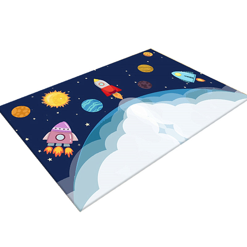 Sikunuo | Multi-Color Children's Room Rug Cute Cartoon Animal Print Rug Polyester Pet-Friendly Easy Care Area Rug