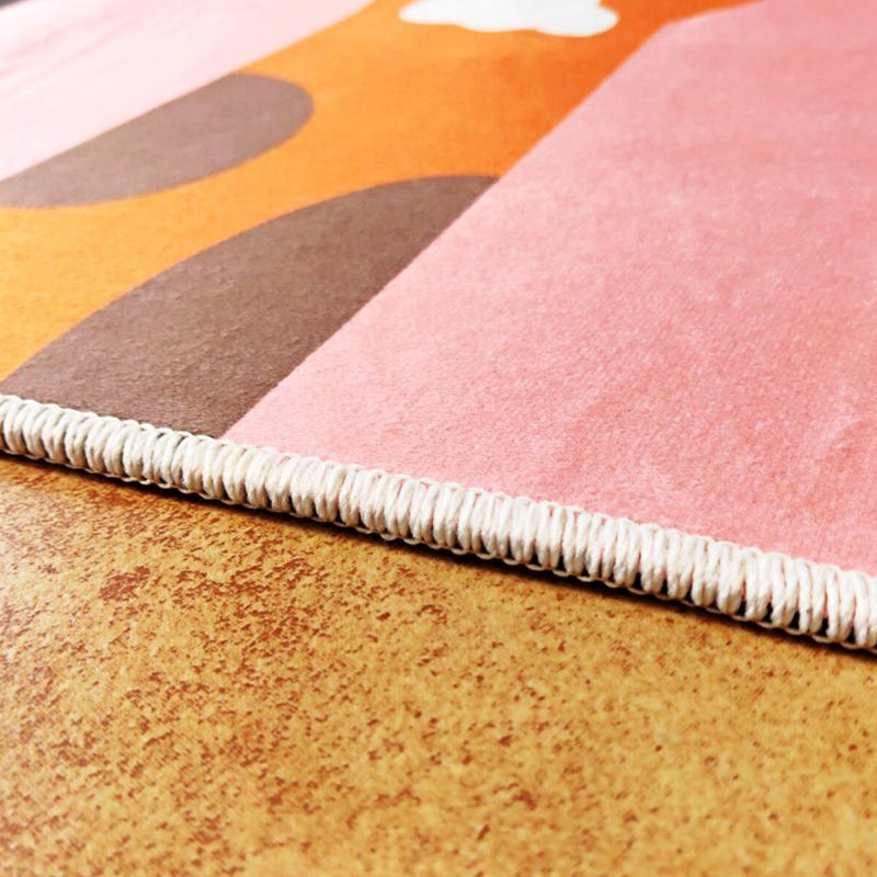 Sikunuo | Multi-Color Children's Room Rug Cute Cartoon Animal Print Rug Polyester Pet-Friendly Easy Care Area Rug