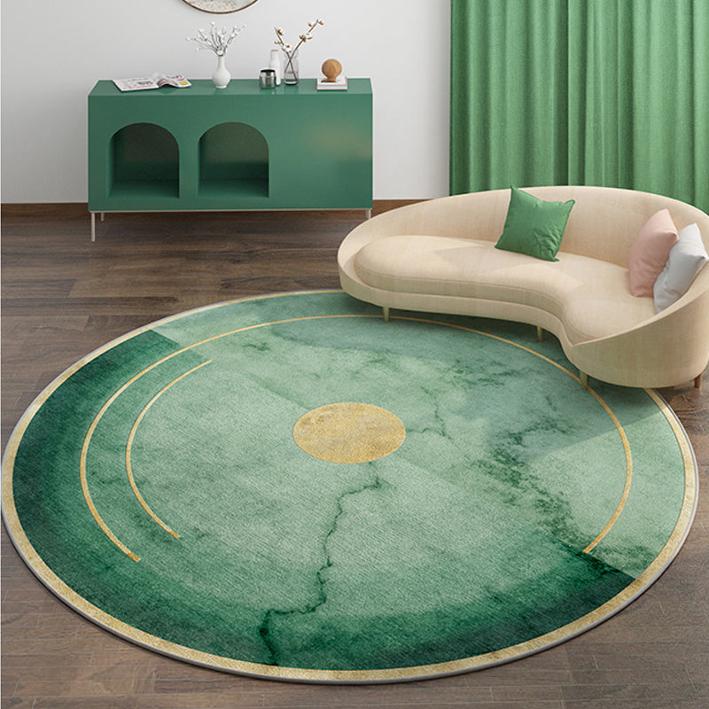 Sikunuo | Casual Minimalist Area Rug Multi-color Geometric Pattern Carpet Anti-slip Backing Carpet for Bedroom