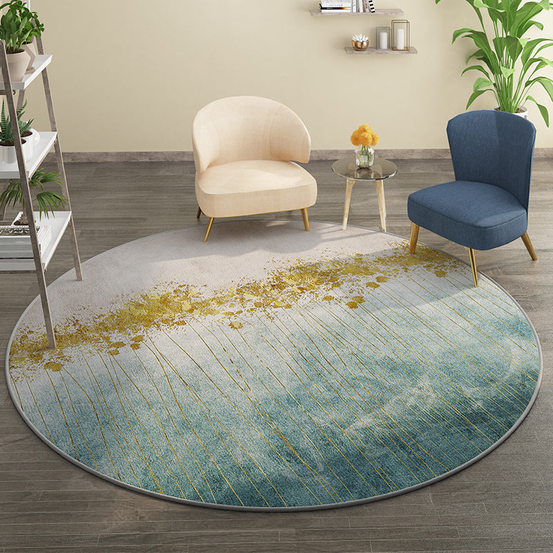 Sikunuo | Casual Minimalist Area Rug Multi-color Geometric Pattern Carpet Anti-slip Backing Carpet for Bedroom