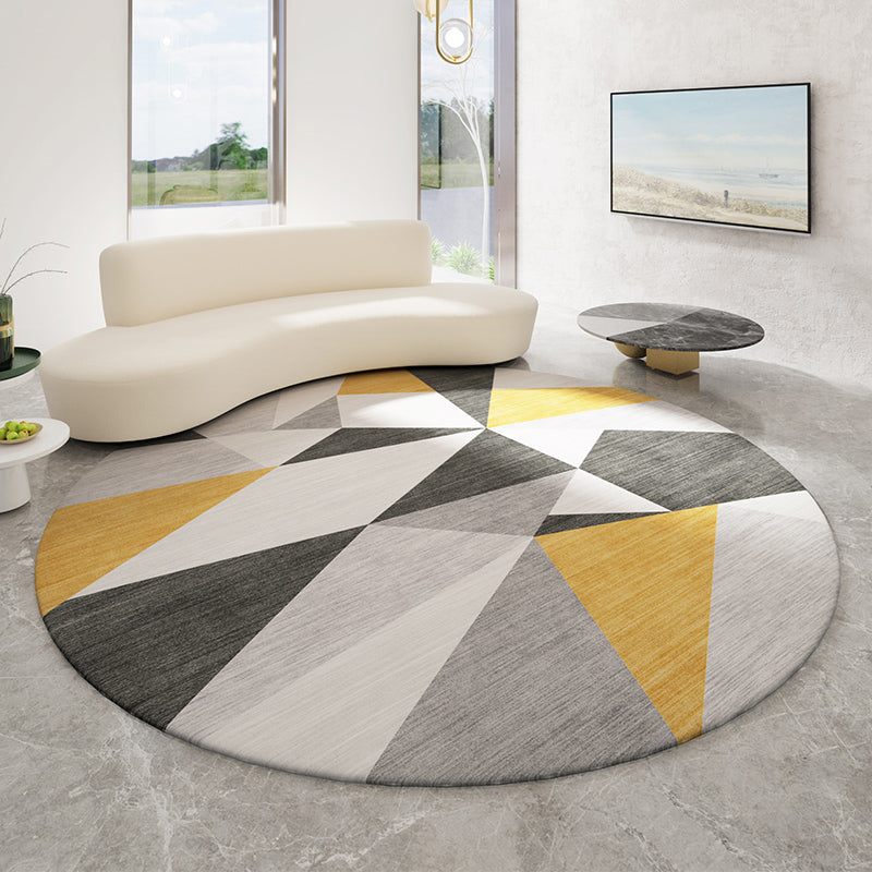Sikunuo | Casual Minimalist Area Rug Multi-color Geometric Pattern Carpet Anti-slip Backing Carpet for Bedroom