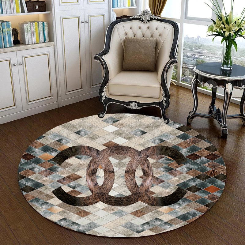 Sikunuo | Creative Abstract Printed Area Rug Multicolor Synthetic Carpet Non-Slip Back Stain Resistant Rug for Bedroom