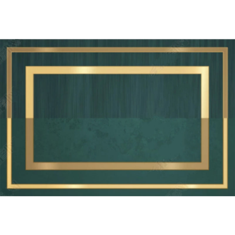 Sikunuo | Novelty Geometric Pattern Rug Green Polypropylene Rug Stain Resistant Non-Slip Rug for Room Decor