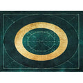 Sikunuo | Blackgreen Living Room Carpet Trendy Geometric Pattern Area Carpet Cotton Blend Pet Friendly Carpet