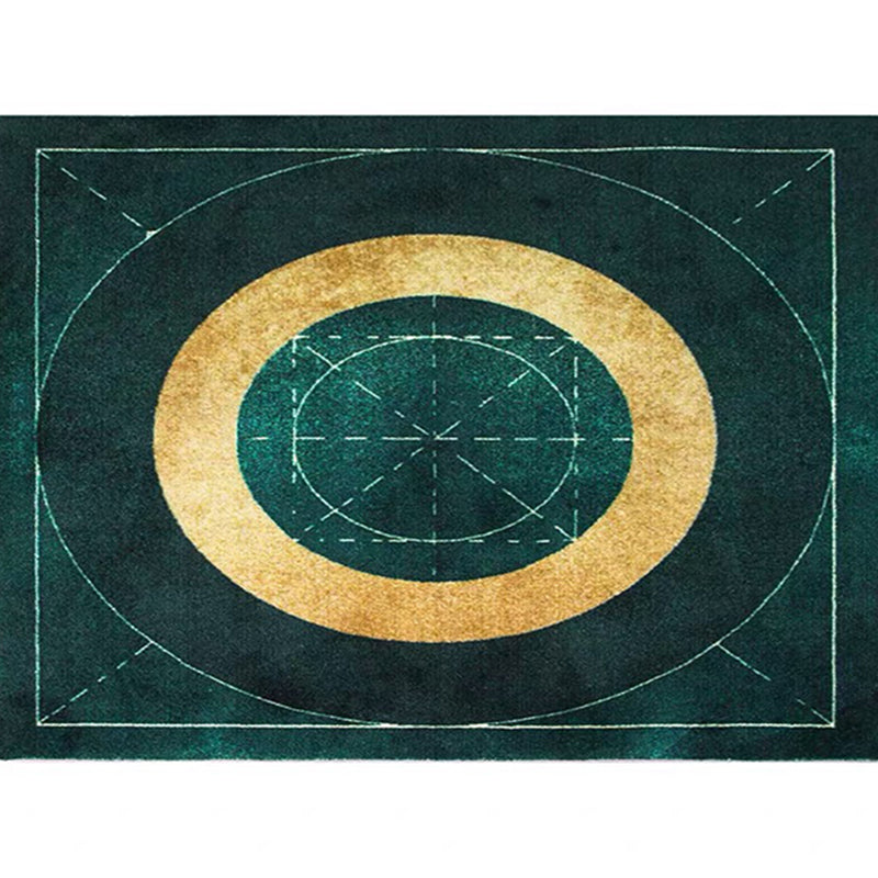 Sikunuo | Blackgreen Living Room Carpet Trendy Geometric Pattern Area Carpet Cotton Blend Pet Friendly Carpet