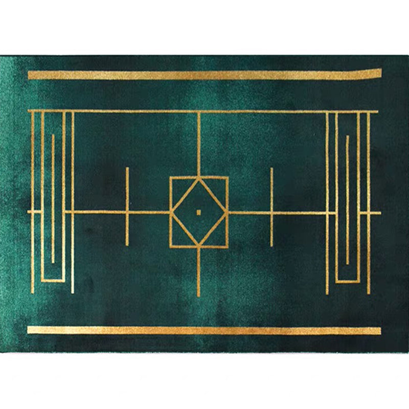 Sikunuo | Blackgreen Living Room Carpet Trendy Geometric Pattern Area Carpet Cotton Blend Pet Friendly Carpet