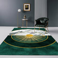 Sikunuo | Modern Abstract Patterned Rug Dark Green Cotton Blend Carpet Easy Care Pet Friendly Rug for the Living Room