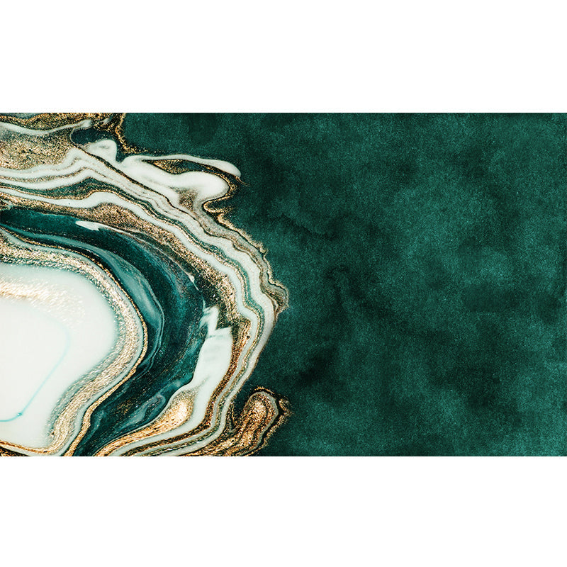 Sikunuo | Modern Abstract Patterned Rug Dark Green Cotton Blend Carpet Easy Care Pet Friendly Rug for the Living Room