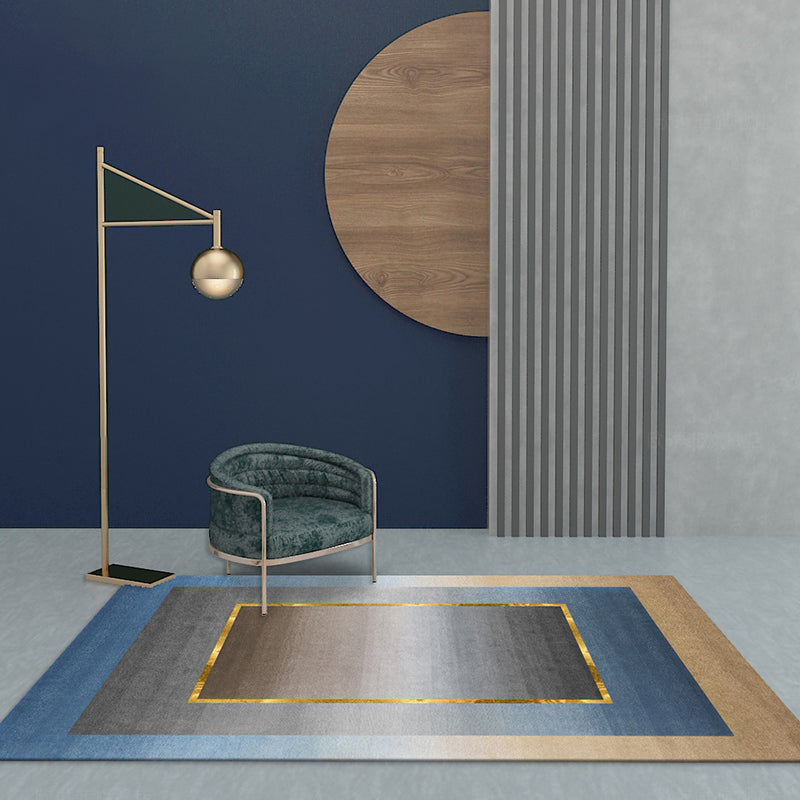 Sikunuo | Nordic Geo patterned rug Gray Blue Polypropylene rug with non-slip backing Easy-care rug for room decoration