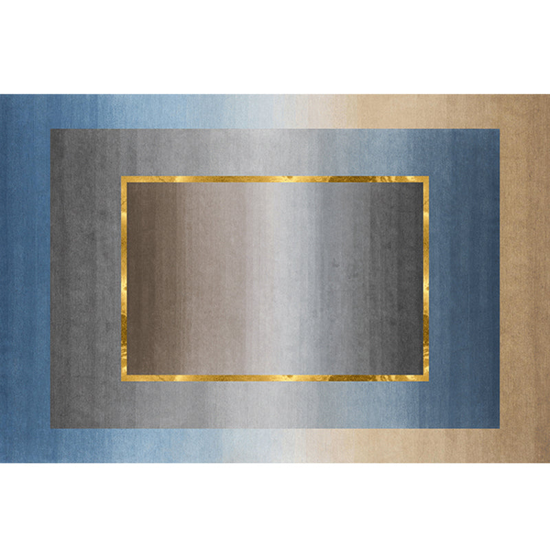 Sikunuo | Nordic Geo patterned rug Gray Blue Polypropylene rug with non-slip backing Easy-care rug for room decoration