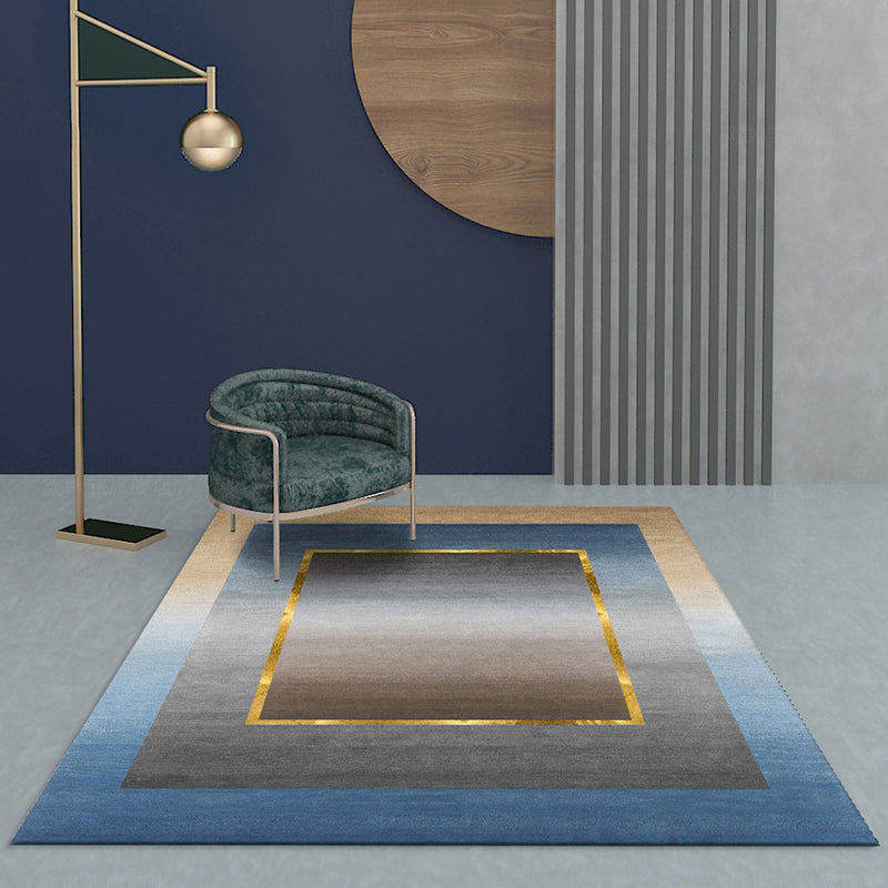 Sikunuo | Nordic Geo patterned rug Gray Blue Polypropylene rug with non-slip backing Easy-care rug for room decoration